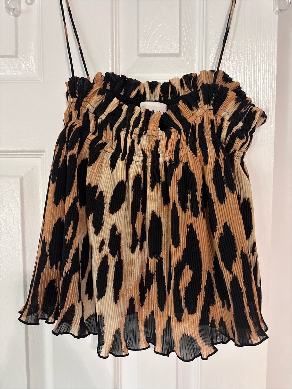 Ganni Womens Leopard Print Pleated top size 40